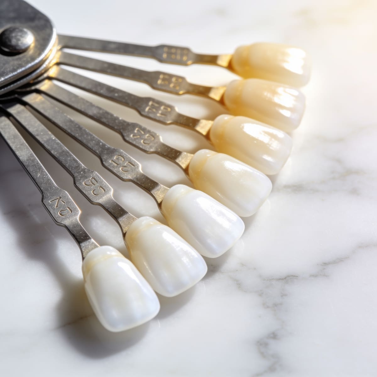 Guía de color dental con muestras de porcelana